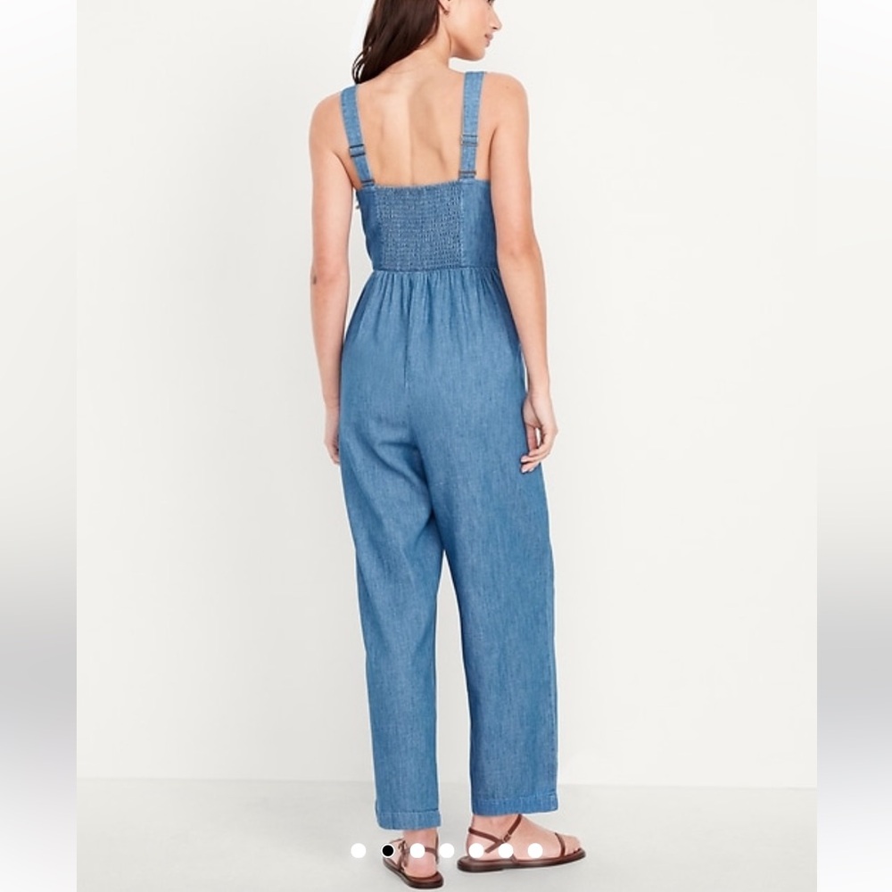 Old Navy Blue Denim Jumpsuit with Gold Buttons - Picture 2 of 9